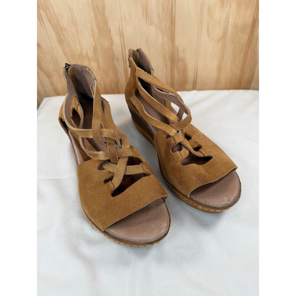 Antelope Collection D15 Dannah Wedge Sandals Tan Leather Suede EU39/ 8-8.5